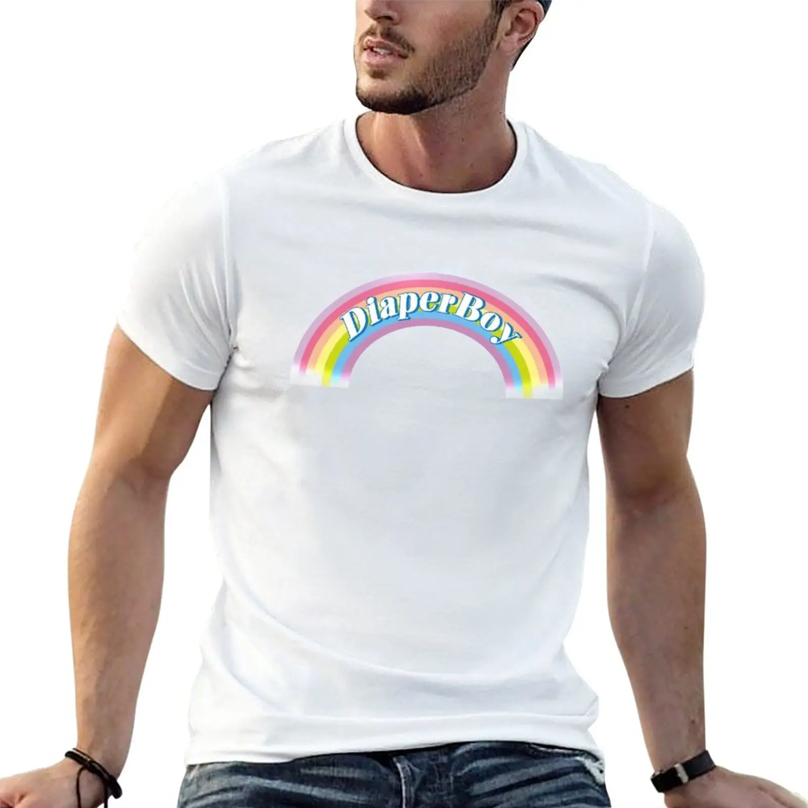 Diaper Boy - rainbow T-Shirt tops heavyweight t shirts T-shirt for a boy custom t shirts design your own funny t shirts for men