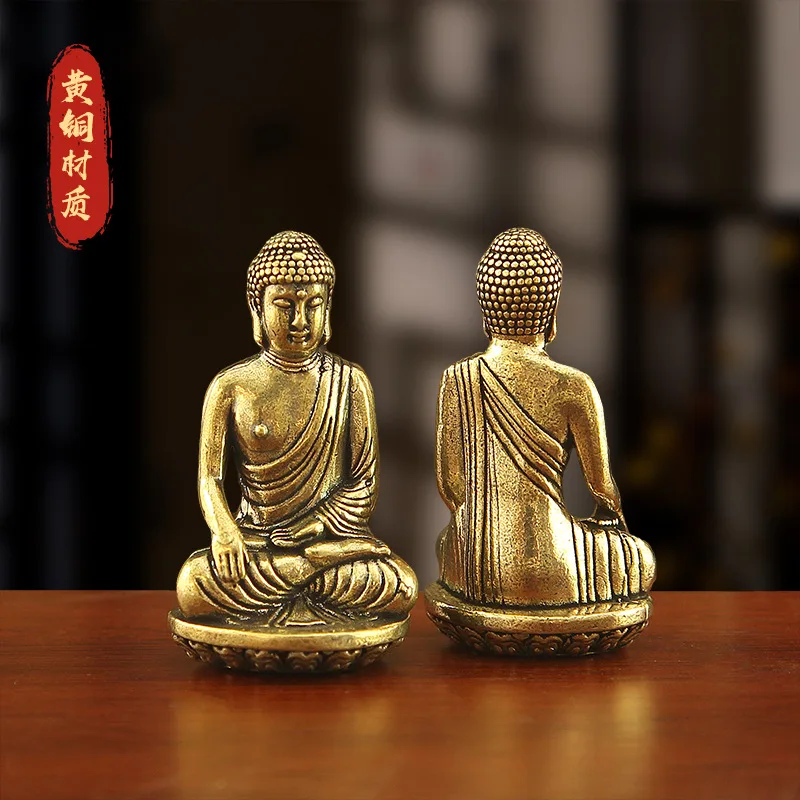 Mahāvairocana Brass Statue Worship Creative Pocket Buddha Home Decoration Retro Distressed Portable Car