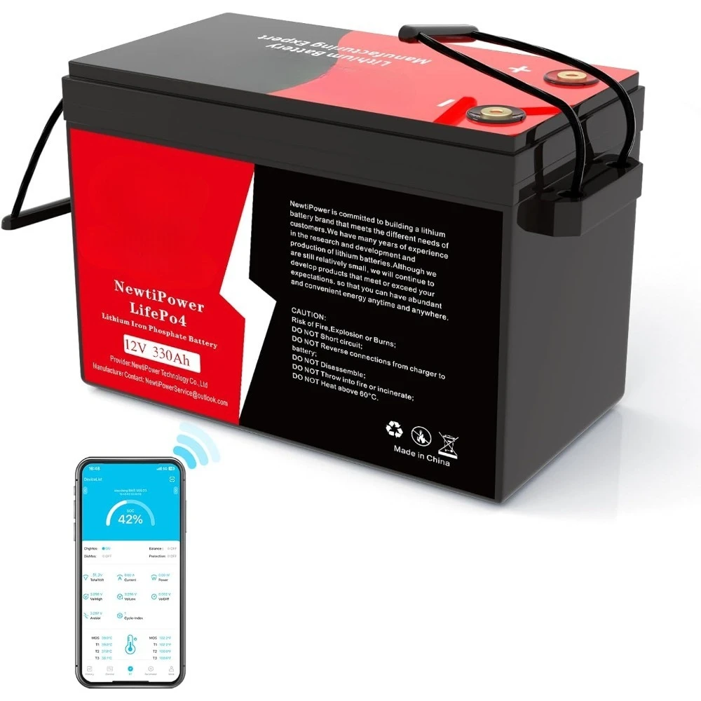 

Аккумулятор LiFePO4 12 В, 330 Ач, небольшой размер, литиевая батарея 4224 Втч с BMS 200 А, перезаряжаемые циклы до 10000+