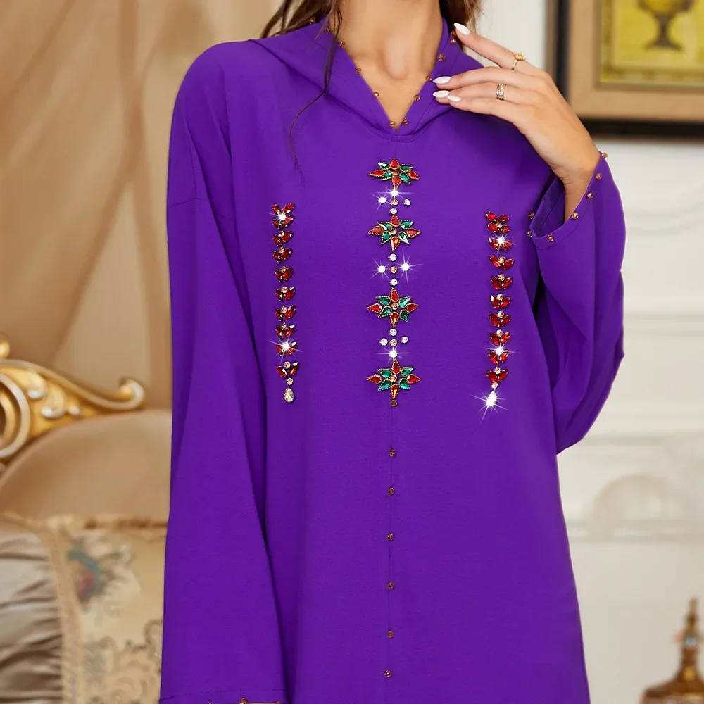 

Ид Джеллаба с капюшоном Абая Дубай Роскошное длинное платье с бриллиантами женское мусульманское кафтан Kebaya кафтан Marocain Femme Musulmane Ramadan