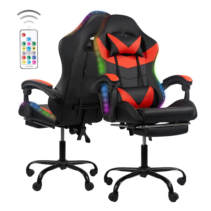 

Ergonomic Gaming Chair in Black-Red Color With 7 Vibrating Massage Points and Multi-Color Lighting Effects