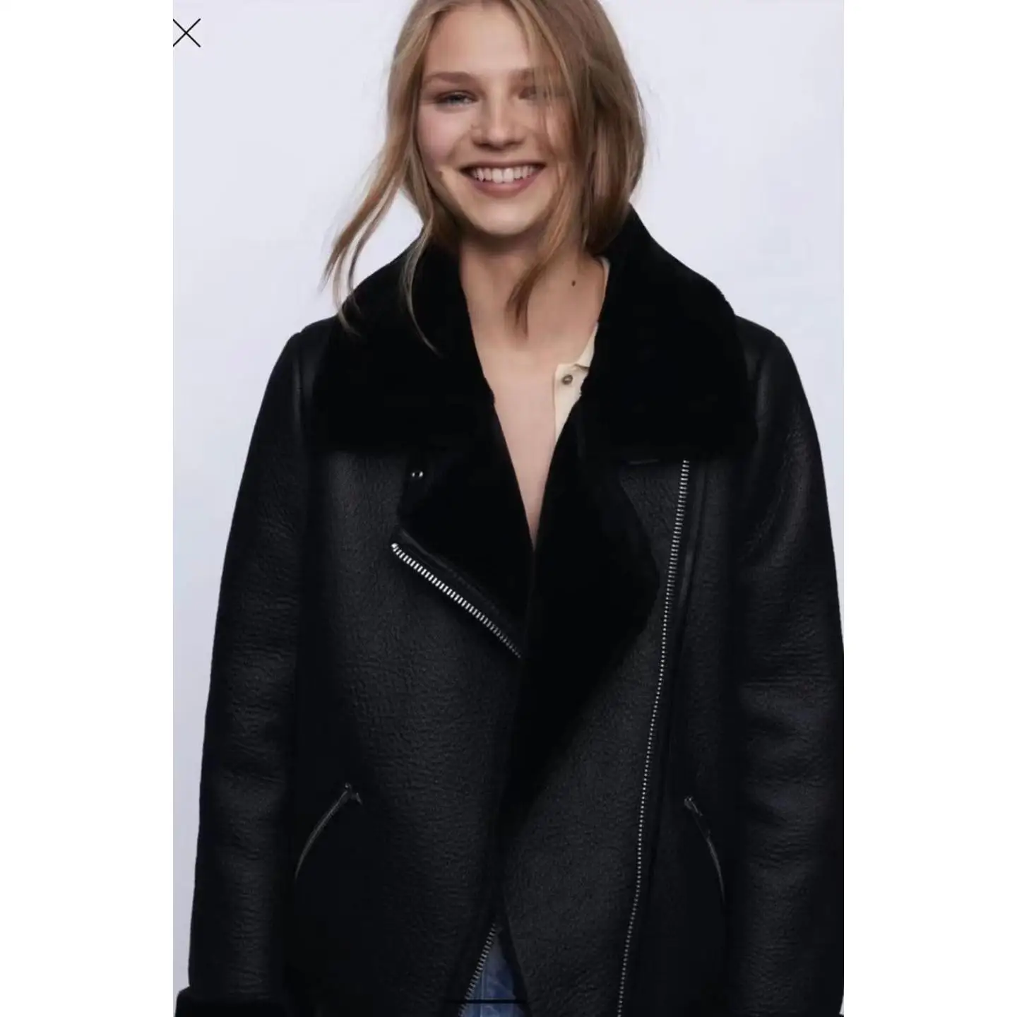 

Warmth Outerwear Long Sve Belted Decoration Coat Fem Cleanfit Sle Fur Skin Inteated Coat Winter Collection 206