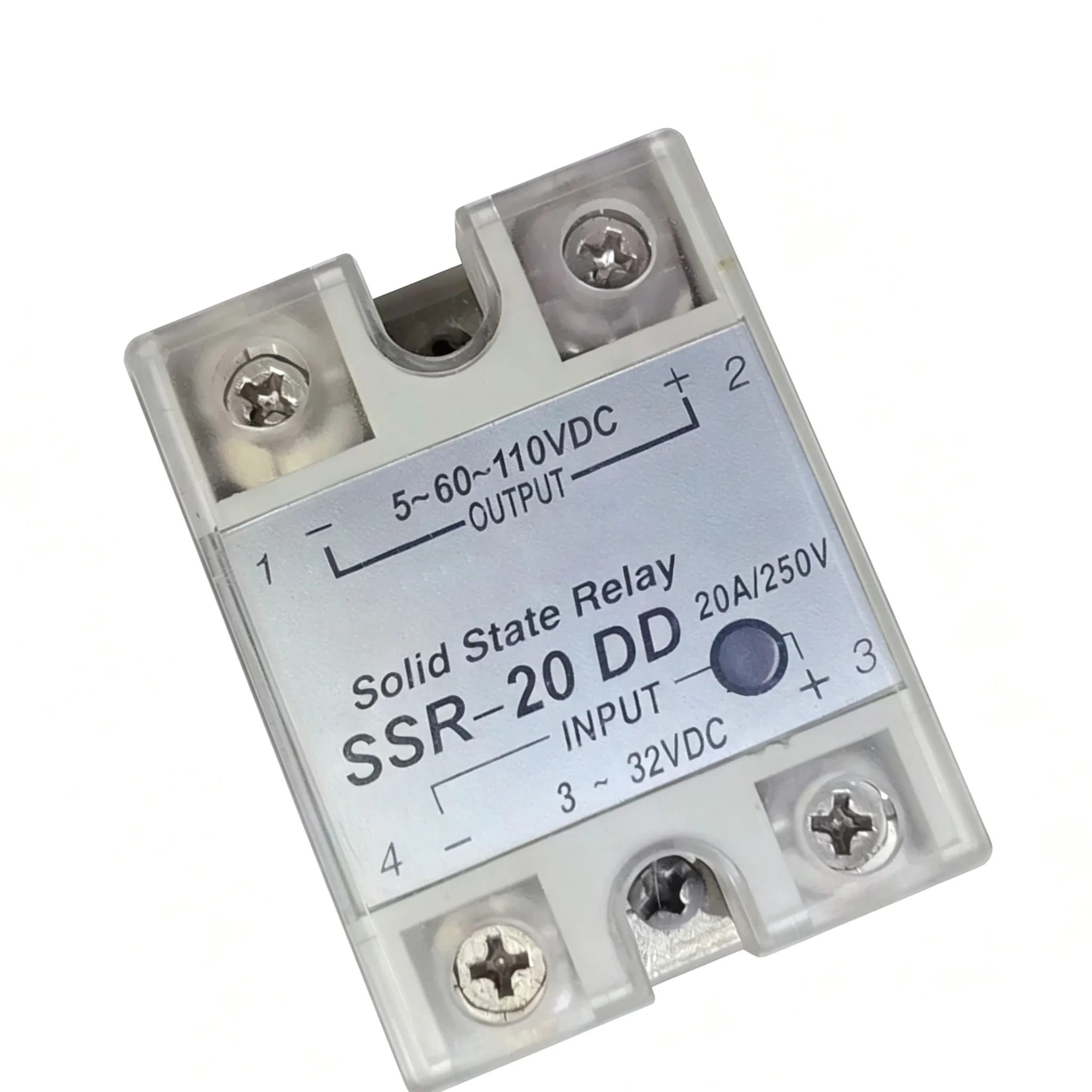 Solid State Relay  SSR-20DD  Input 3-32VDC Output 5-110VDC 20A with Indicator Light