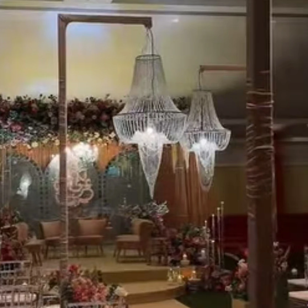 1-10pcs  Clear Acrylic Crystal Chandelier Wedding Decoration Party Hall Layout Atmosphere Hanging Pendant Ceiling Lights