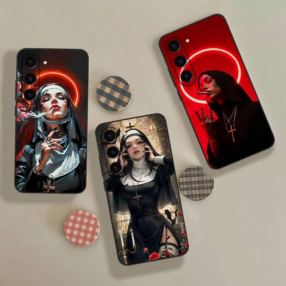 Casing Ponsel Nuns Beauty Untuk Samsung S24/S25/S22 S30/Note20/Lite/Ultra/5G/Plus/FE - Perlindungan Anti Benturan
