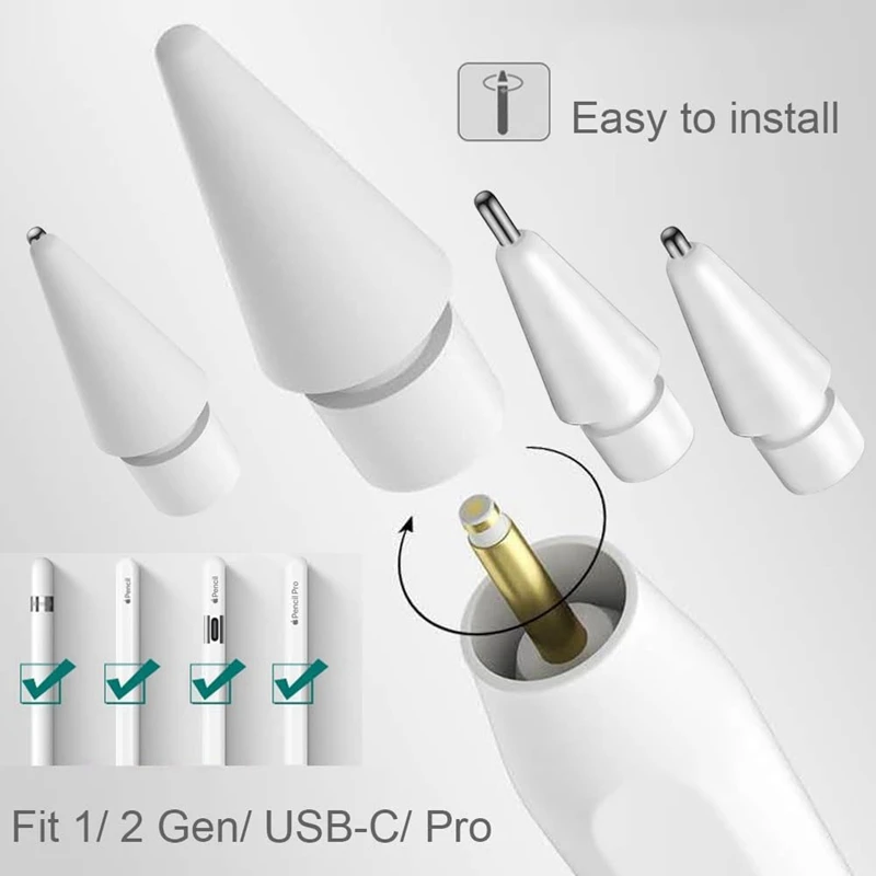6 PCS Tips For Apple Pencil, Mix Replacement Pencil Tips For Apple Pencil 2Nd/ 1St Gen Tips Precise Control Nibs