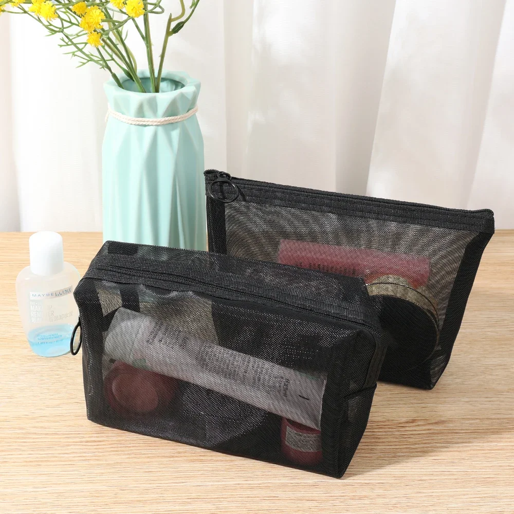 5/1pcs Mesh Clear Cosmetic Bags Small Large Black Makeup Bag Portable Travel Toiletry Organizer Bags Lipstick Storage Pouches