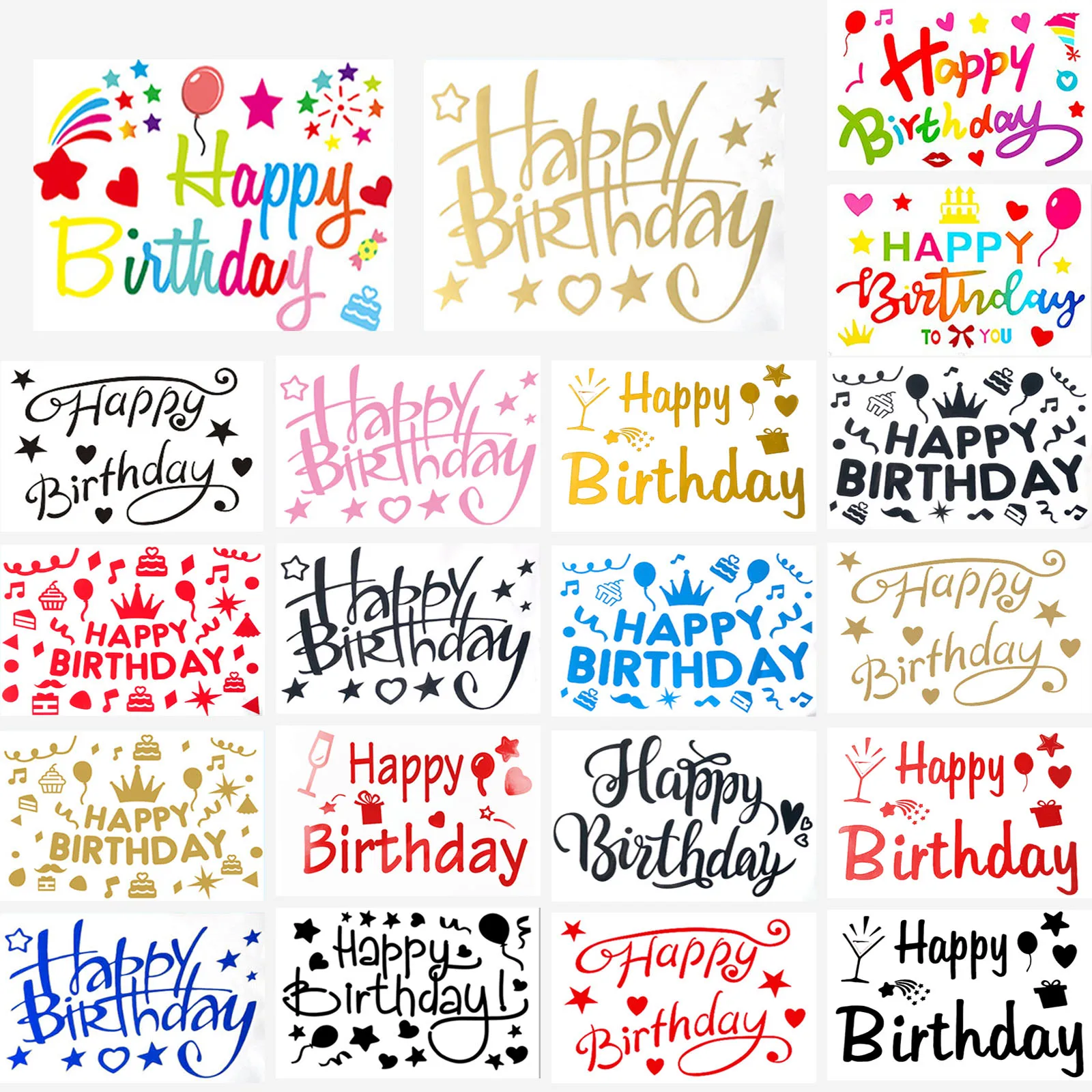 6pcs happy birthday 36inch balloons Stickers For Mother\'s day father\'s Day Christmas DIY Stickers baby shower boy girl Stickers