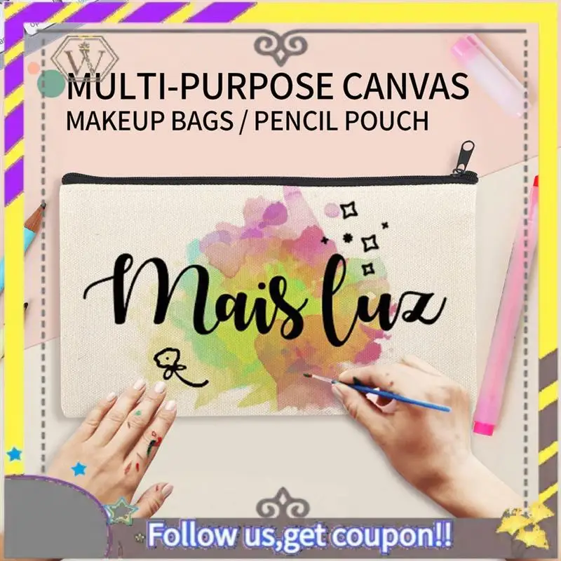 New 100Pcs Blank DIY Craft Bag Pouch Canvas Bag Canvas Zipper Pencil Case Makeup Bags