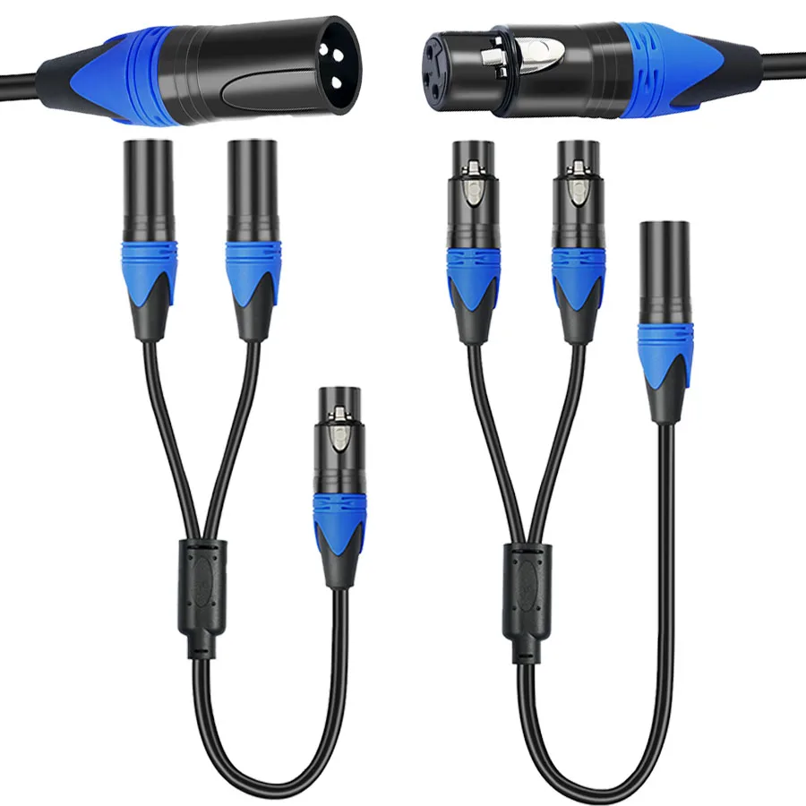 50cm XLR Splitter Cable 3-Core Silver Plated-1 XLR Female to 2 XLR Male Y Splitter Cables for Microphones, Amplifiers, and Mixer