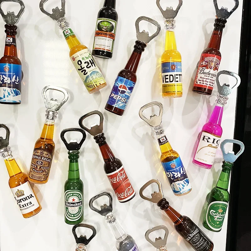 Creative Cartoon Beer Bottle Opener Magnet Qingdao Style Dynamic Music Video Same Model Fridge Decoration Funny Icebox Magnet