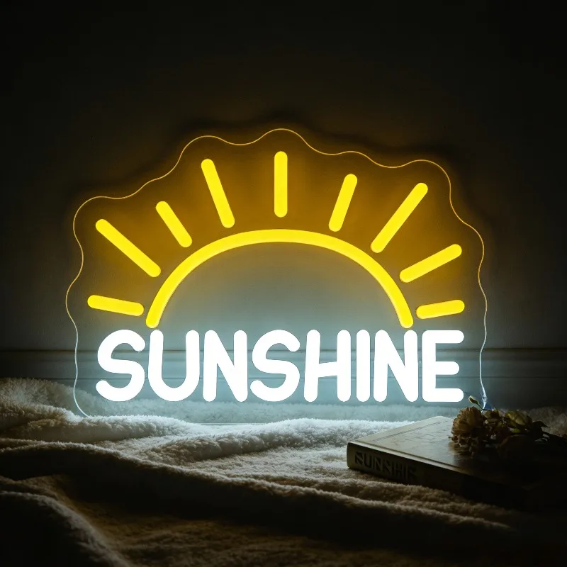 Sunshine Sun LED Neon Sign Warm White Light Nursery Bedroom Wall Art USB Powered Positive Energy Birthday Gift Decoration