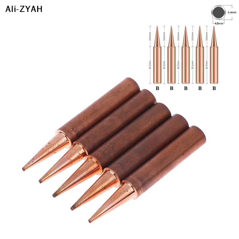 【HY6】5Pcs 2026 Solder Iron Tips Set Welding Equipment Accessories Lead-free Copper 900M-T-B For Soldering Station High Quality
