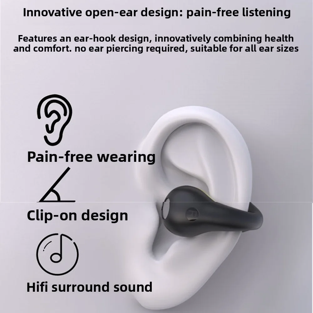 

Noise Cancelling Wireless Blue Tooth Earphones Non In Ear Clip Hanging Headphones Sports Waterproof LED Display Screen Headset