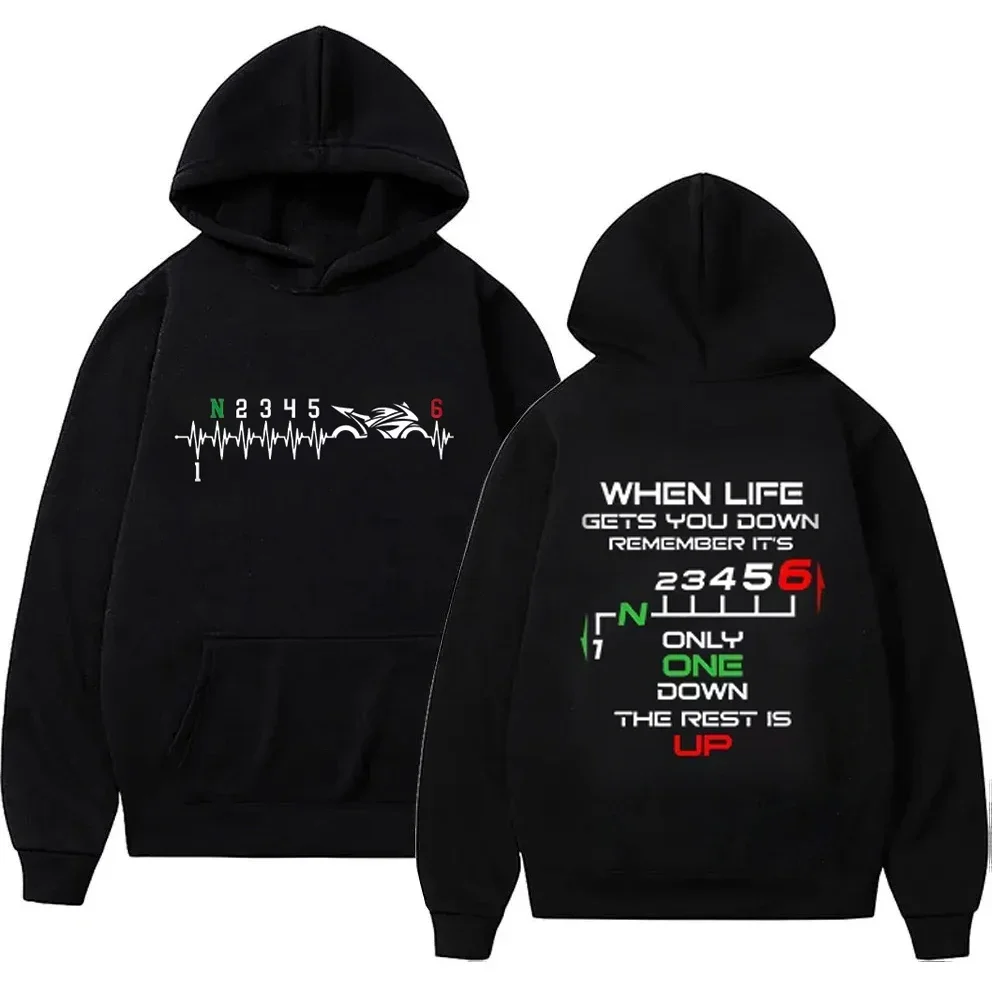 

1N23456 Motorcycle Gear Biker Heartbeat Print Women Hoodies Pullover Clothing Sweatshirts Graphic Women Tracksuit Ins Y2k