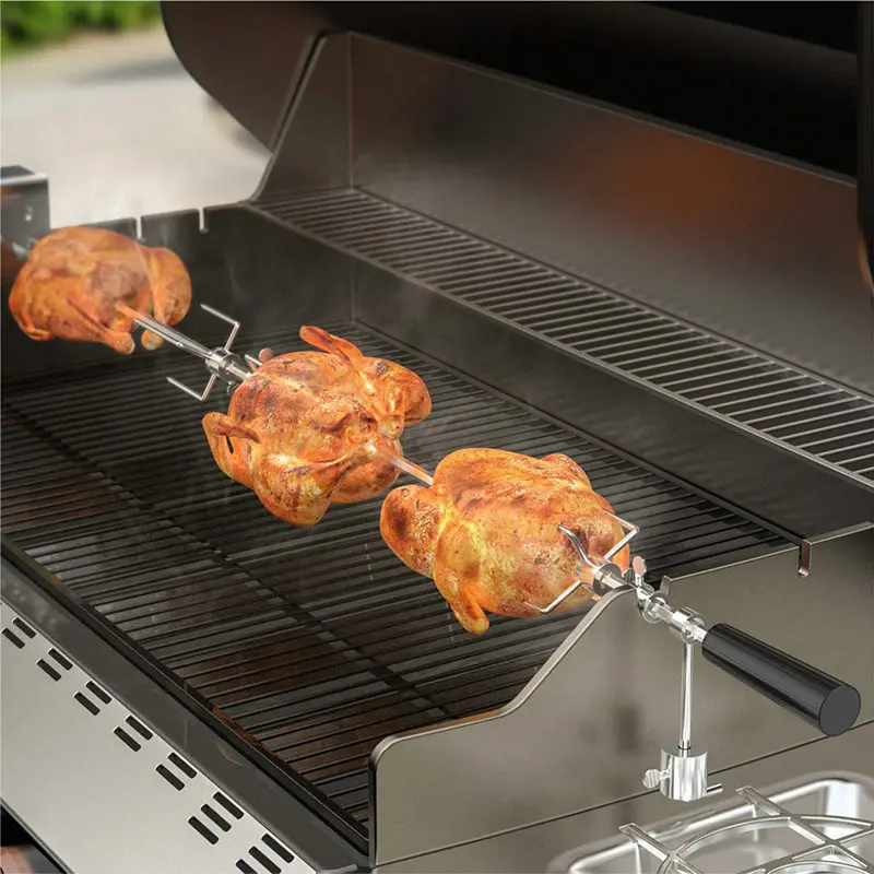 Grill Kit Grilling Stand Barbecue Rack Roaster Spit Adjustable Automatic Grill Kit for Backyard Travel Backpacking