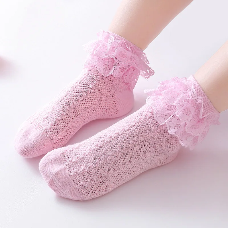 0-5 Years Cotton Baby Girls Socks Princess Dance Socks Girls Solid Color Lace Socks