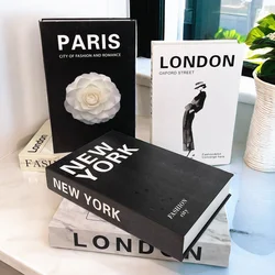 Luxury Fake Book Storage Box Fashion Decorative Books Design Coffee Table Book Paris London New York Interior Bedroom Home Decor