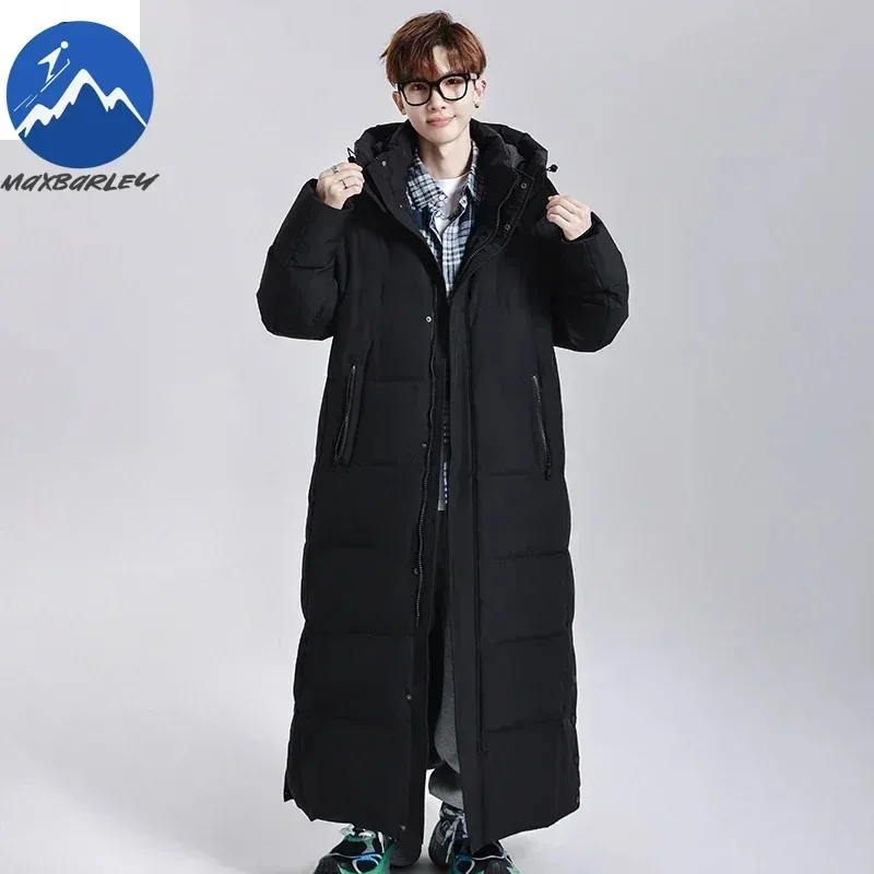 

2025 Winter Long Down Jacket Men Women Luxury Lightweight Hooded Goose Down Warm Parka Street Trendy Snow Skiing Thick Down Coat
