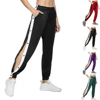 2025 Pantalones deportivos informales para mujer, Pantalones de chándal con abertura lateral y botones, Pantalones con bolsillos, Pantalones Harajuku con cintura elástica, ropa de calle