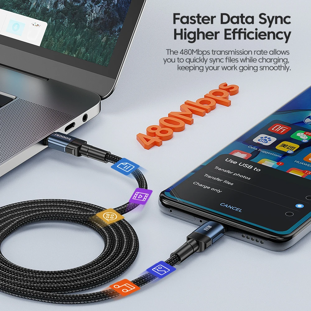 PD 60W 100W USB C to USB Type C Cable Fast Charge Data Cable For Iphone 15 16 Huawei Samsung Xiaomi tipo c
