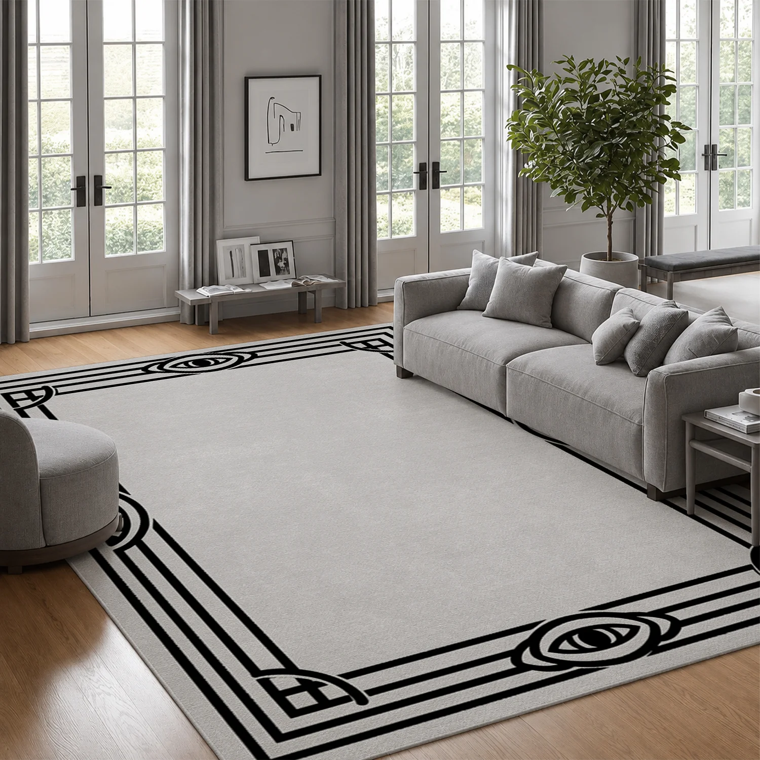 Art Deco Eye Pattern Velvet Area Rug, Machine Washable, Stays Firmly in Place, Ideal for Living Room, Bedroom, Entryway, Dining Room, Great for Halloween, Thanksgiving, Christmas, New Year, Black Friday Home Decor