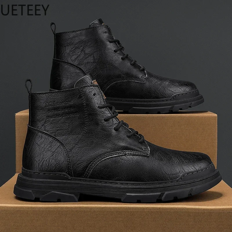 UETEEY-Botas de invierno para hombre, zapatos de plataforma de alta calidad, zapatos de nieve, Tops altos, populares, elegantes, cálidos, nuevos, clásicos