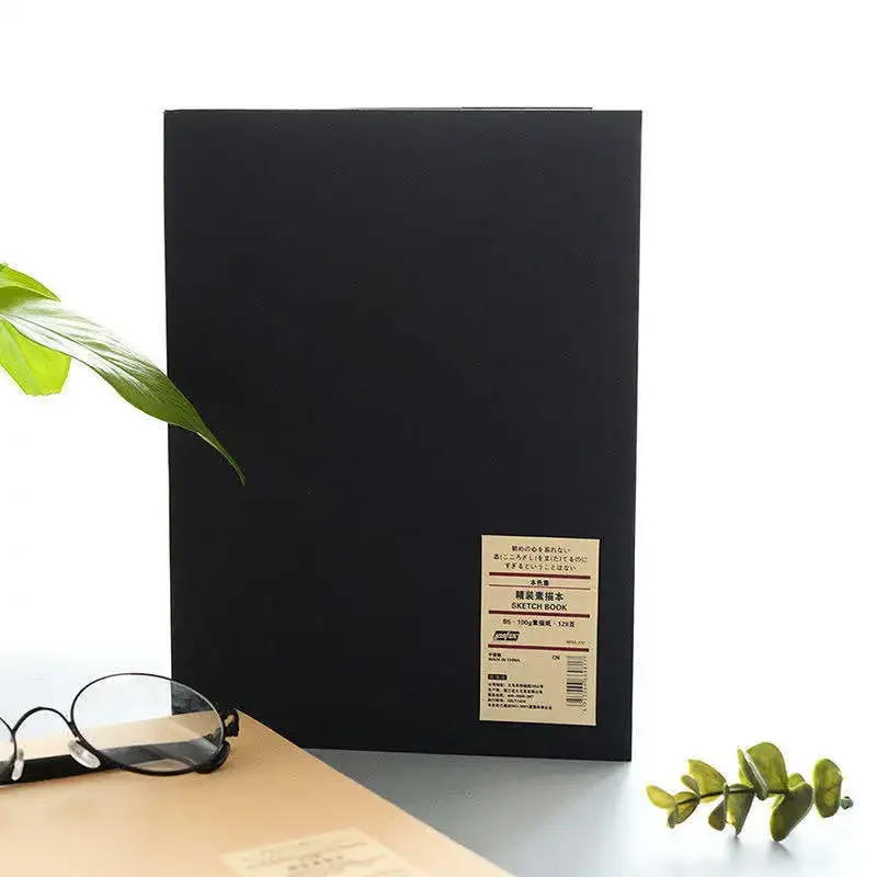 Simple Solid Color Kraft Paper A5 B5 Hand Painted Student Notebook Hardcover Sketchbook Black Cardboard Painted Writing Pad