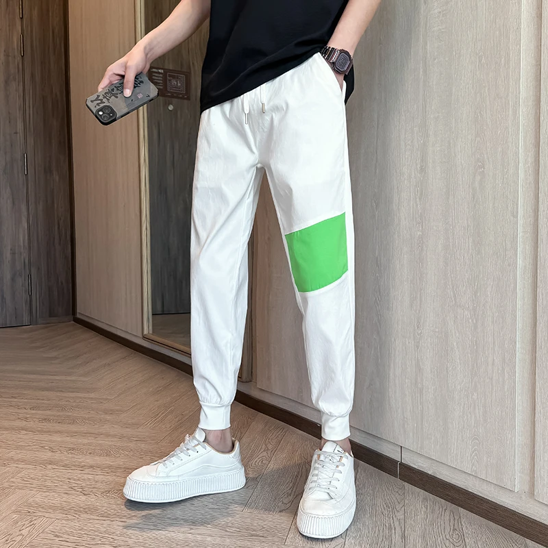

Men's Summer Pants Fashion Patchwork Color Slim Fit Mens Joggers Pants All Match Comfortable Casual Trousers For Man Clothing 36