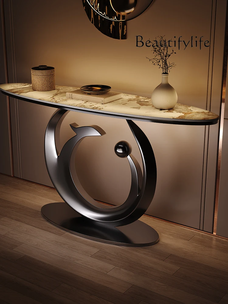 

Italian entrance table, natural luxury stone, living room, opposite door to the door against the wall, end view table, aisle cor