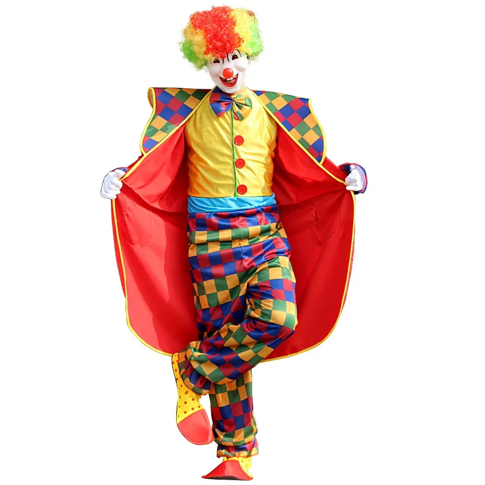 Tuta per adulti circo Clown Costume Cosplay tuta da spettacolo teatrale festa di carnevale abbigliamento da Clown con accessori nuovi arrivi