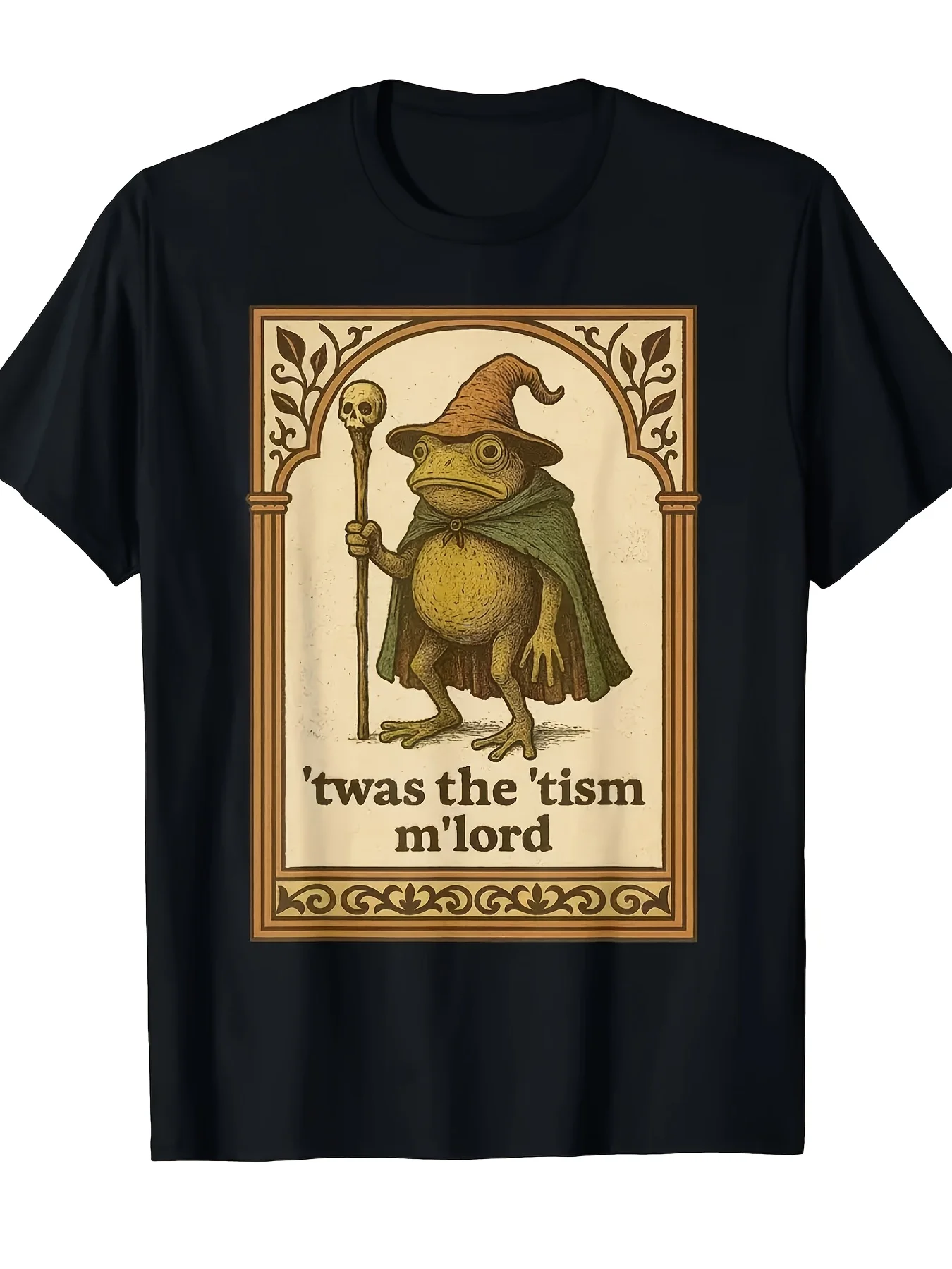 

Men's Funny Wizard Frog Autism Awareness T-Shirt -'This Is My Disease' Medieval Frog Graphic Short Sleeve, Black Top, Suitable for Costume Parties, Comic Con, and Everyday Casual Wear - Perfect Gift for Adults