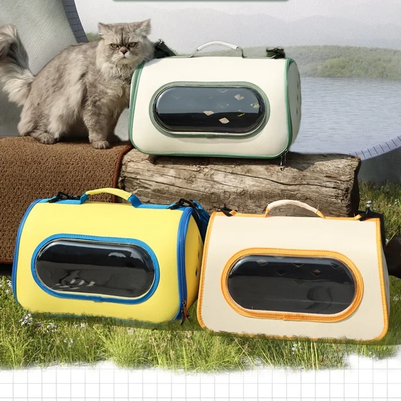 Fashion One-shoulder Cat Backpack Visual Window Cat Transport Bag Comfortable Breathable Cat Basket Versatile Scene Pet Carry