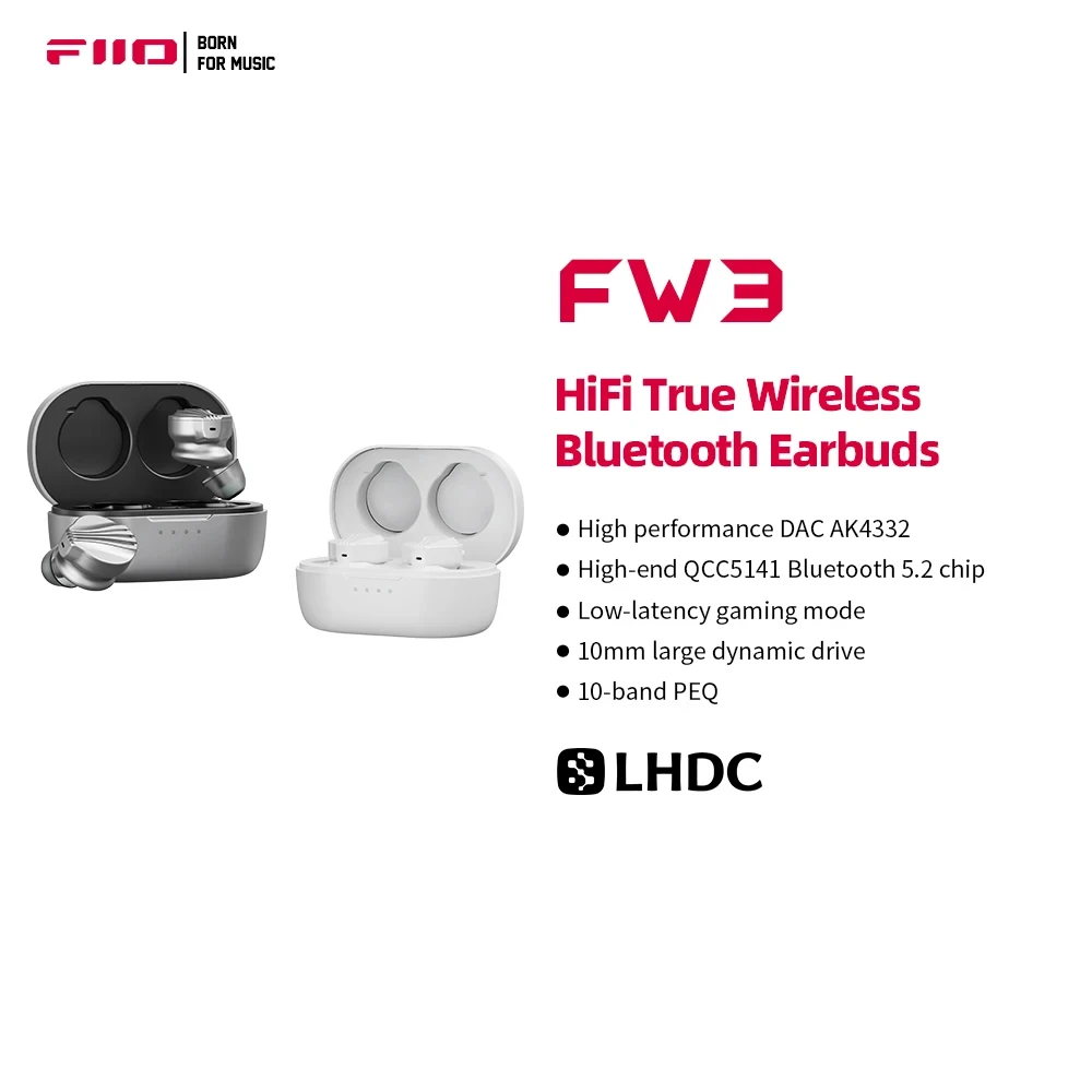 Imagem -02 - Tws Verdadeiros Fones de Ouvido sem Fio Bluetooth 5.2 Drivers Dinâmicos Fone de Ouvido In-ear Ak4332 Chip Dac Ldac Aptx com Vocais Exuberantes Baixo Fiio-fw3