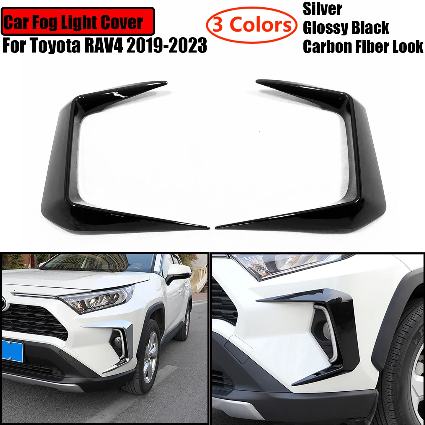 

Car Front Fog Light Cover For Toyota RAV4 2019 2020 2021 2022 2023 Lamp Front Eyebrow Spoiler Trim Wind Knife Blade Cover