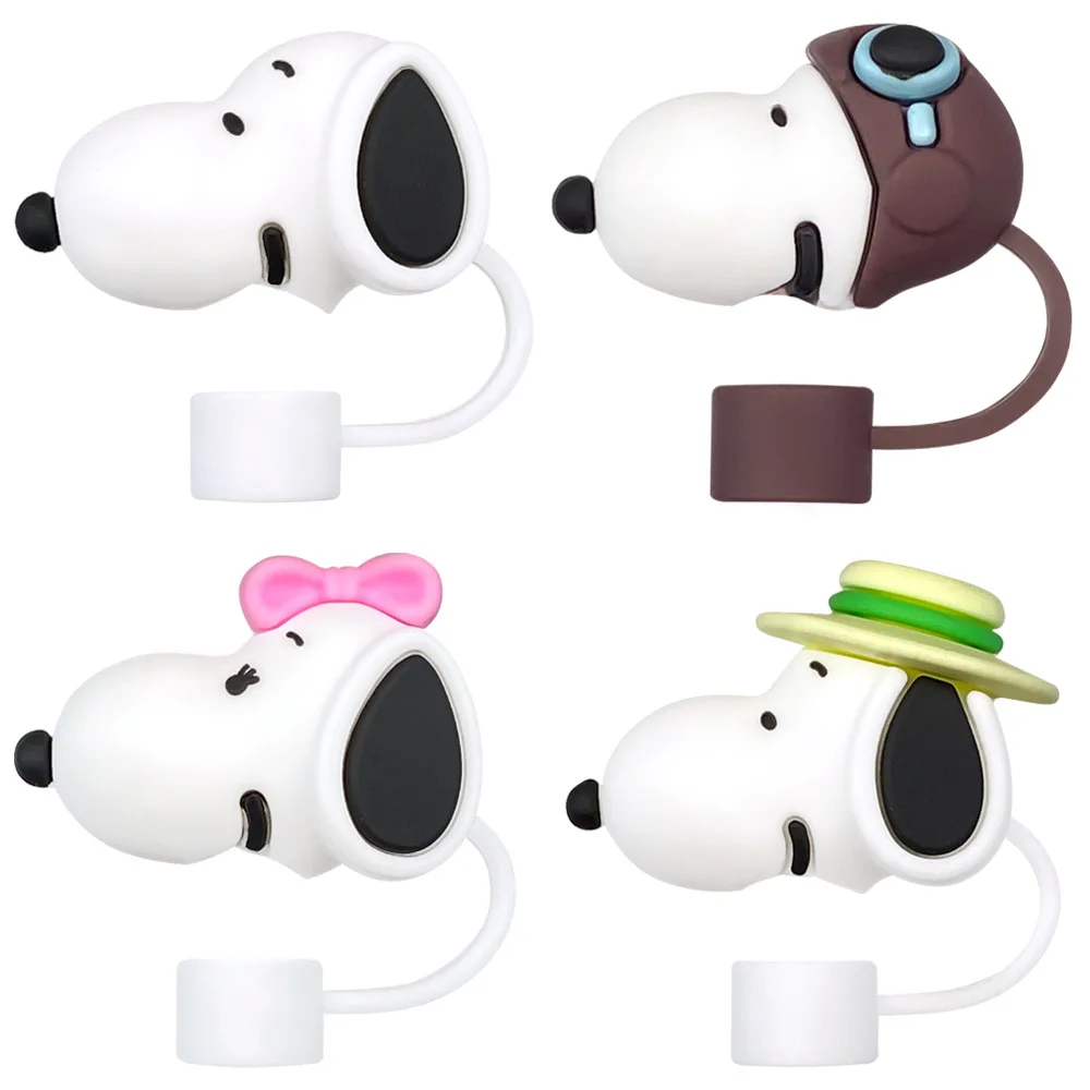 1-4pcs Cute Cartoon Straw Cover Cap for Reusable Drinking Dust Cap Glas Cup Accessories,Straw Toppers 10mm Silicone Straw Cover