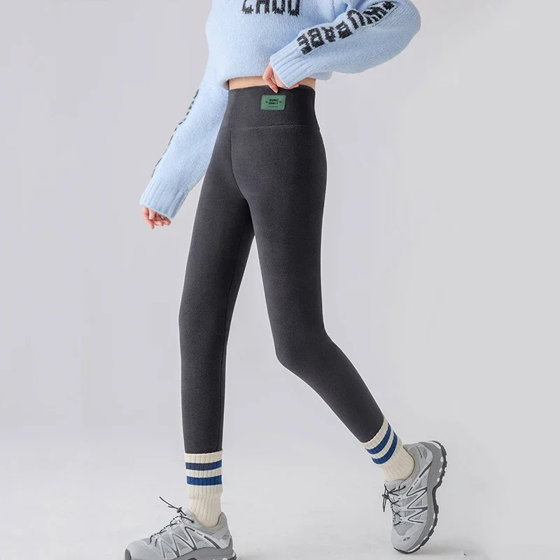 Fleece Lined Velvet Keep Warm Pants Women High Waist Thicken Plush Thermal Pants Woman Comfortable Stretchy Solid Leggings Mujer