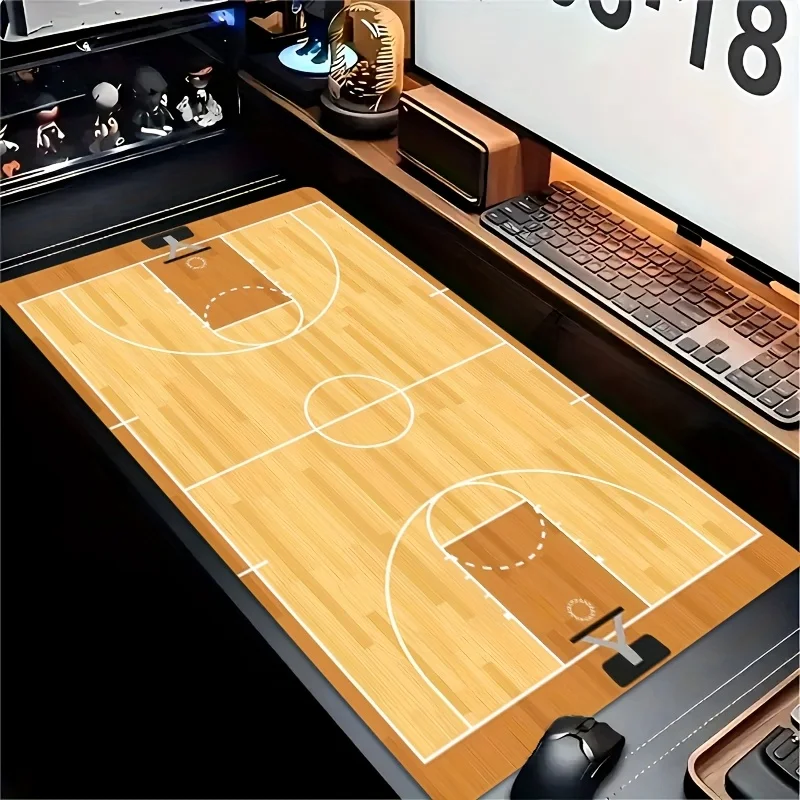

Большой коврик для мыши в стиле баскетбольной площадки, 1 шт., спортивный коврик для стола с картой, нескользящая резиновая основа, для игр и офиса