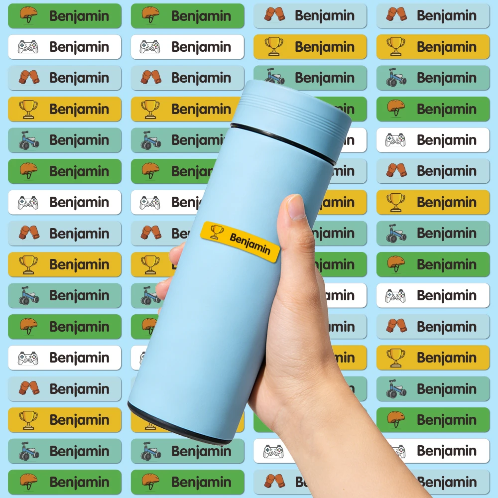 Custom Sports Waterproof Name Tags Stickers Multilingual Labels For Kids School Supplies Bottles Personalized Durable Stickers