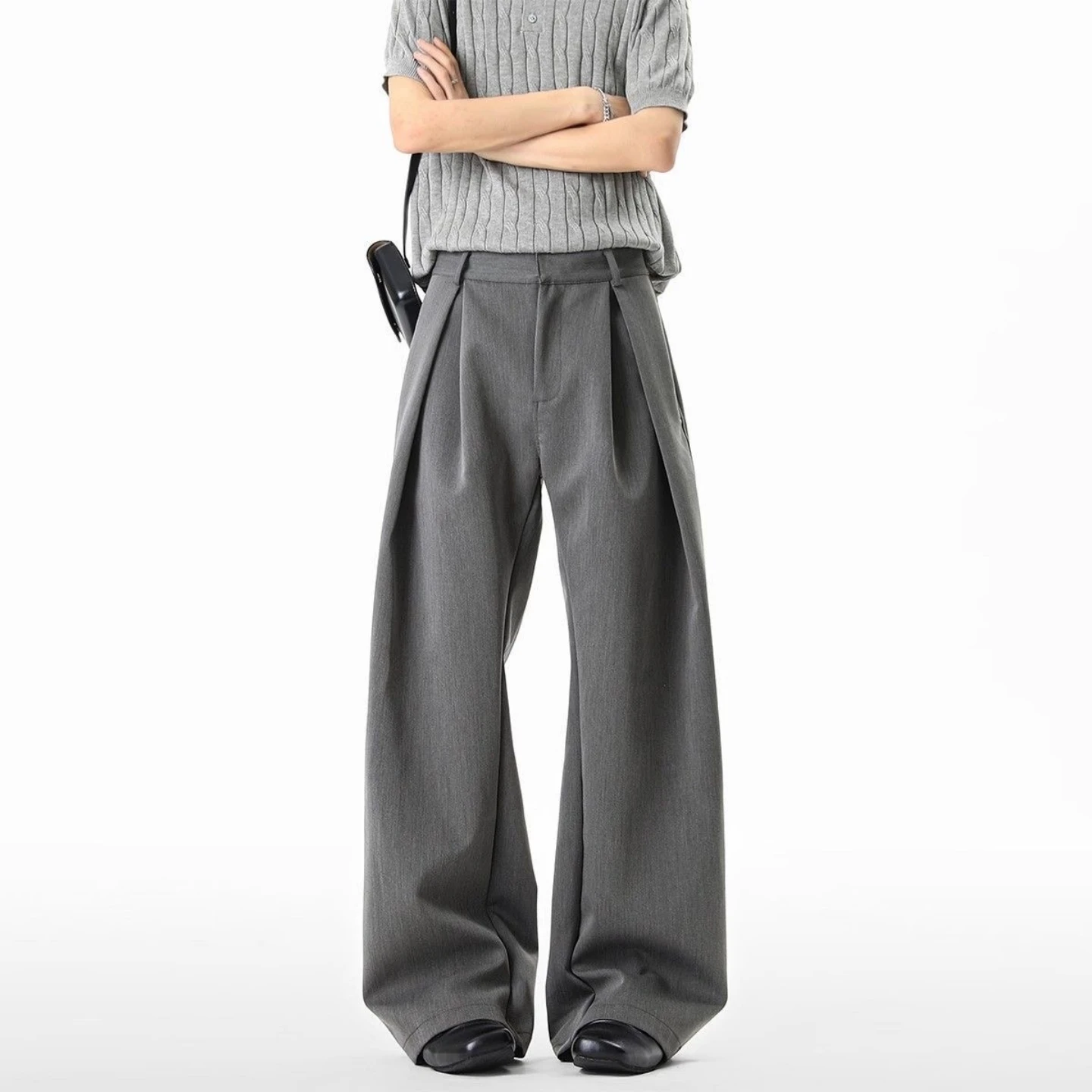 

American Sle A-Line Knife West Pants Men's High-End CleanFit Loose Drape Casual Straight Leg Wide Leg Pants