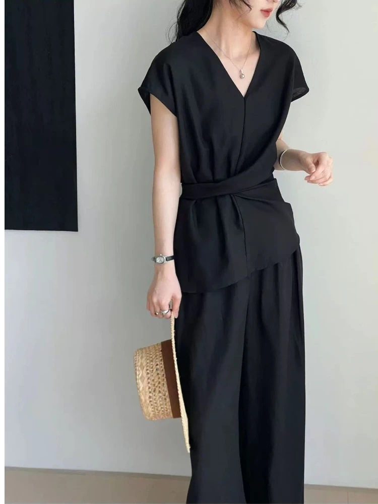 

Cotton Linen Trousers Woman Wholesale Bulk Clothes with Sleeve Outfit Promotion Casual Elegant Full Pant Sets for Women 2 Pieces