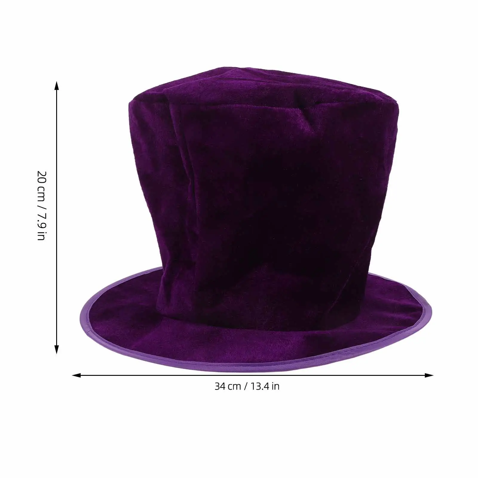 Halloween Magician Hat Purple Magician Top Hat  Cloth Brim Top Fedora Magician Topper  For Cosplay Costume Accessories
