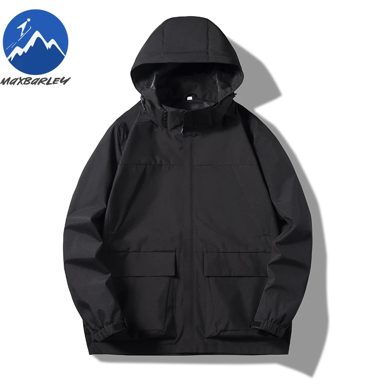 

Мужская куртка, однотонная, для кемпинга, водонепроницаемая, легкая, на молнии, пальто со съемным капюшоном, дышащая, весенне-осенняя мужская одежда