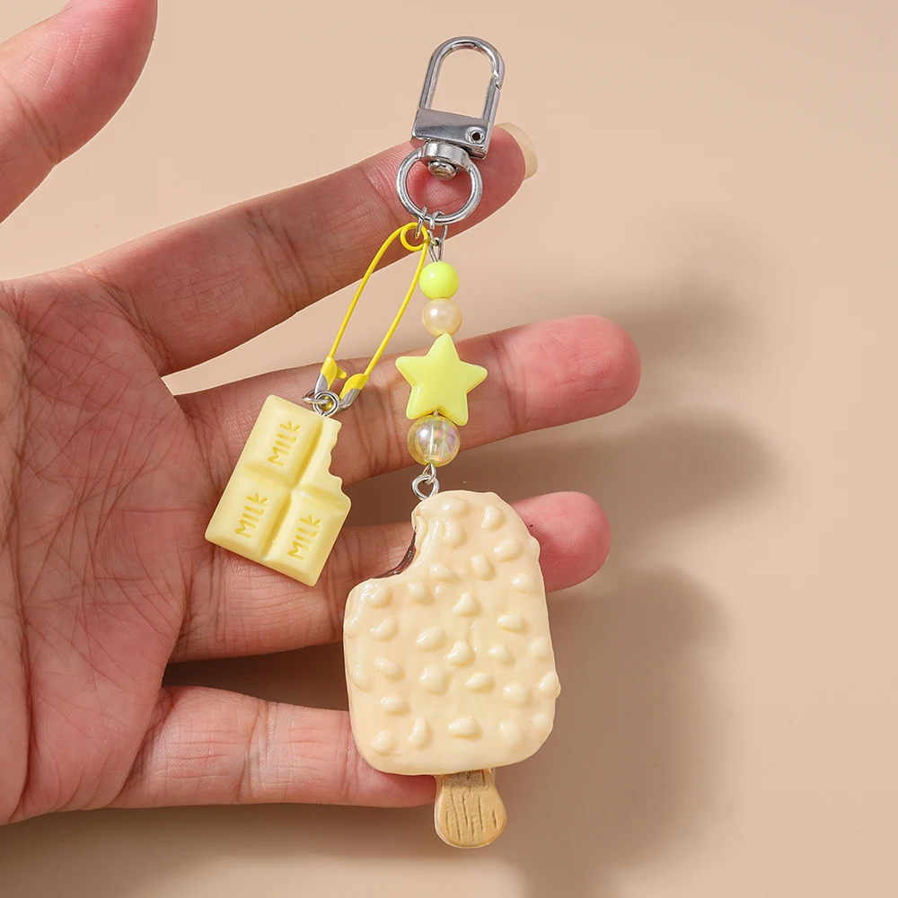 Aihua Niedlicher Eis am Stiel-Schlüsselanhänger, schöne Schokoladeneis-Schlüsselanhänger für Frauen und Mädchen, Simulation von Lebensmitteln, Handtaschen-Anhängern, Schmuck, Geschenke – Detail 7