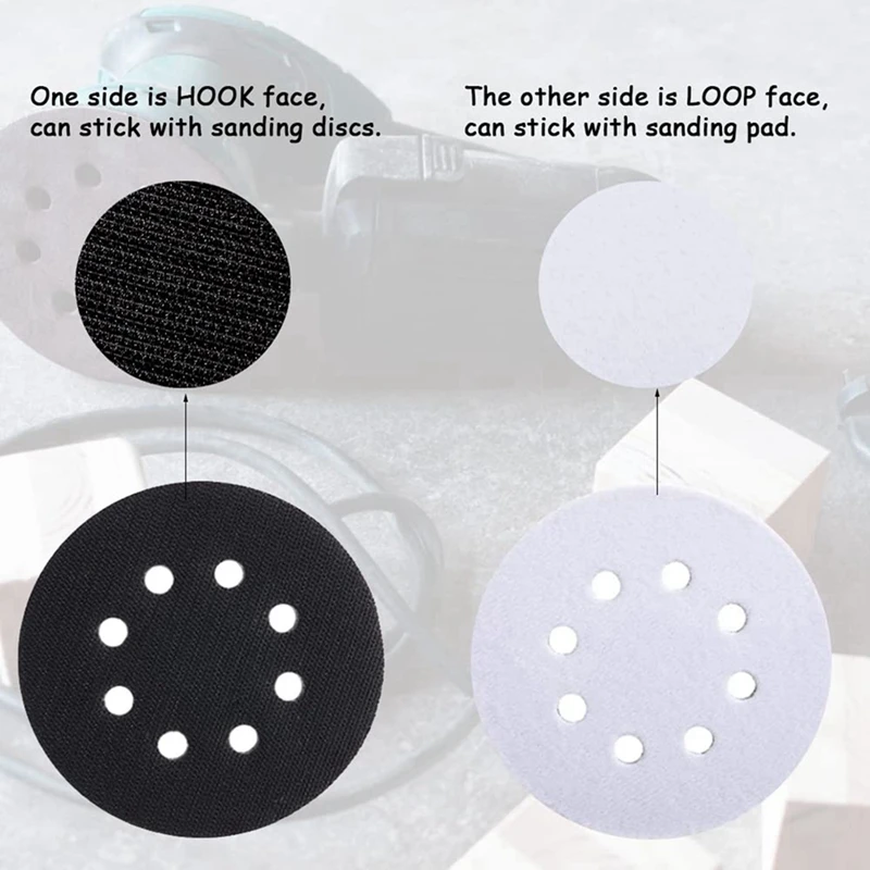 20 Pack Soft Density Interface Pads 5 Inch 8 Holes Hook And Loop Sponge Cushion Buffer Backing Pad Foam Interface Pads