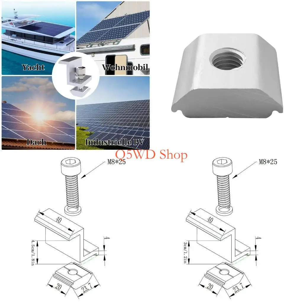 

Q5WD 10 шт. Зажим для крепления кронштейна для солнечной панели Монтажный кронштейн для солнечной батареи Концевой зажим для