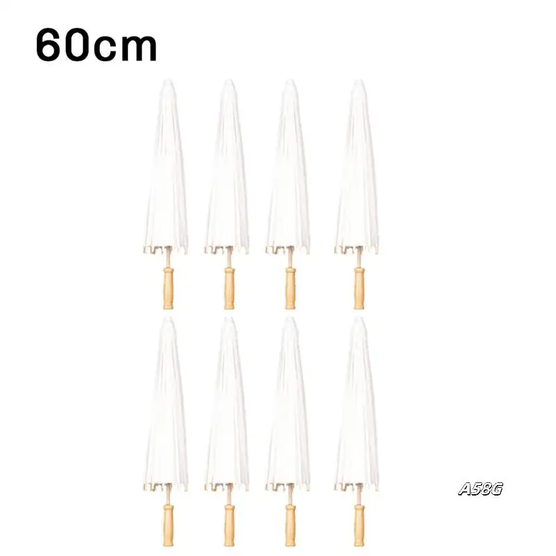 

40PCS Paper Parasol Wedding Umbrella Party Favor 60Cm Bamboo Umbrellas For Bridal Shower Centerpieces Photo Props
