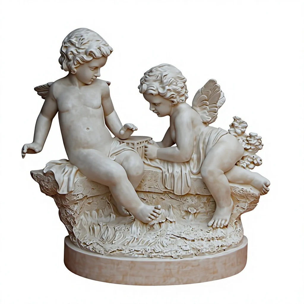 xx-European Style Purely Handmade Garden Sculpture Cupid Child Fiberglass Garden Landscape Art Large Outdoor Decoration