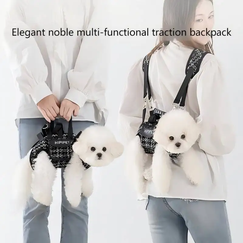 

Puppy backpack carrier, Dog sling bag, Dog leash bag, Pet Transverse Backpack with Handle & Leash, Multi-way Hand/Shoulder Carry