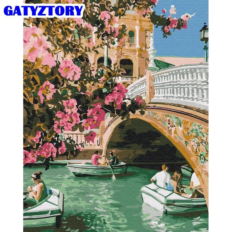 

GATYZTORY Paint By Number Venice Landscape Kits For Adults Children DIY Frame Picture By Number City Home Decoration Gift